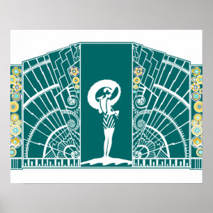 Pôster DECO MARÍTIMO em turquesa e amarelo