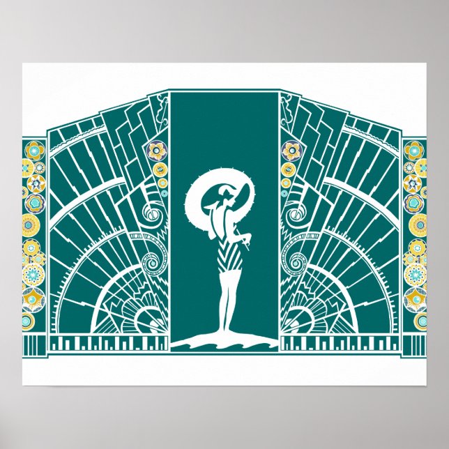 Pôster DECO MARÍTIMO em turquesa e amarelo (Frente)