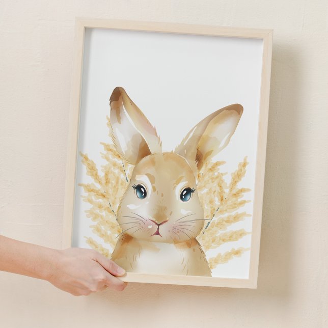 Poster Decor da Sala de Enfermeiro de Coelhinho Amarelo (Sweet Yellow Bunny Woodland Nursery Room Decor)