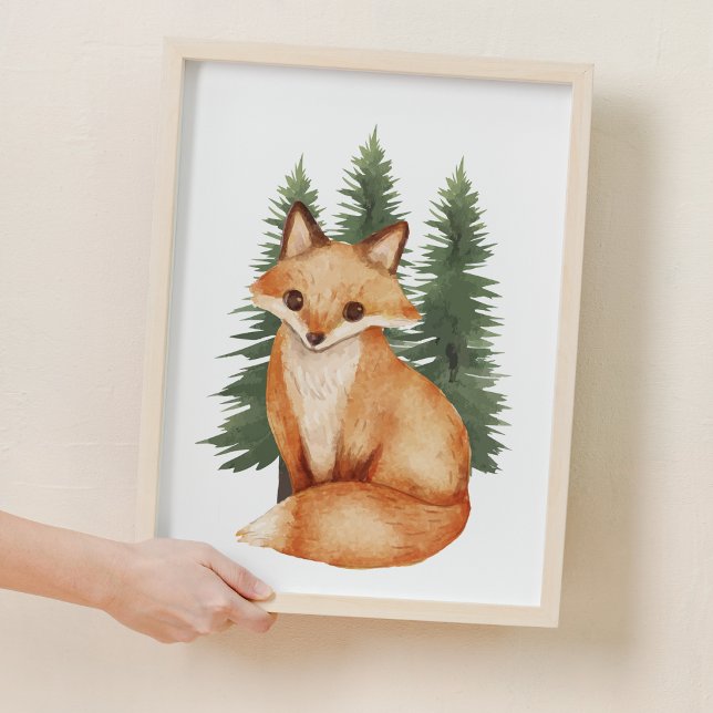 Poster Decor de Areias Florestais Doce (Sweet Forest Fox Woodland Nursery Decor)