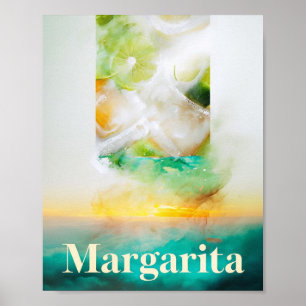 Poster Decor de Bar de Verão vibrante, coquetel Margarita