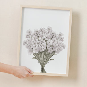 Poster Decor de Enfermeiro de Flores Selvagens Brancas