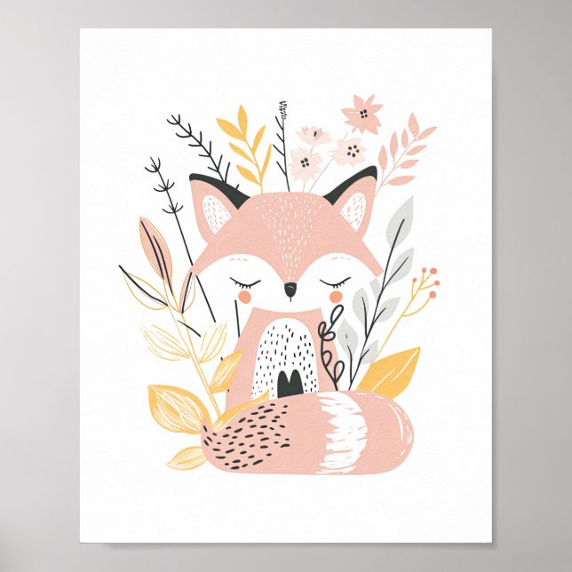 Poster Decor de Enfermeiro Floral Baby Fox (Frente)
