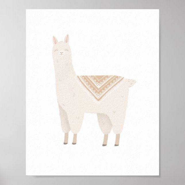 Poster Decor de Enfermeiro Neutral Boho Llama Girls Room (Frente)