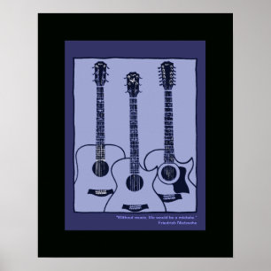 Pôster decor de guitarras acústicas