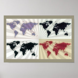 Pôster decor de mapas mundiais
