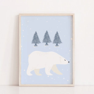 Poster Decor de Muro de Neve Branca de inverno do Urso Po