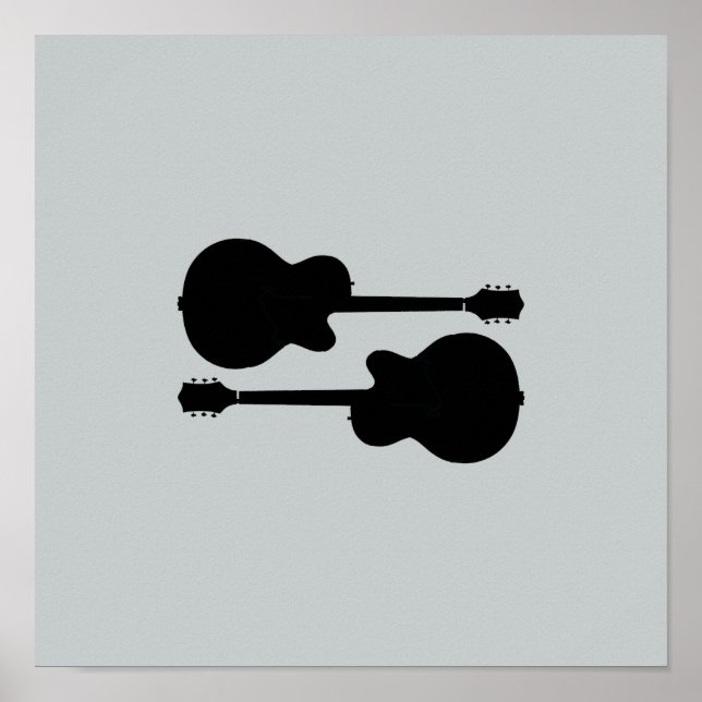 Pôster decor de música guitarra negra (Frente)
