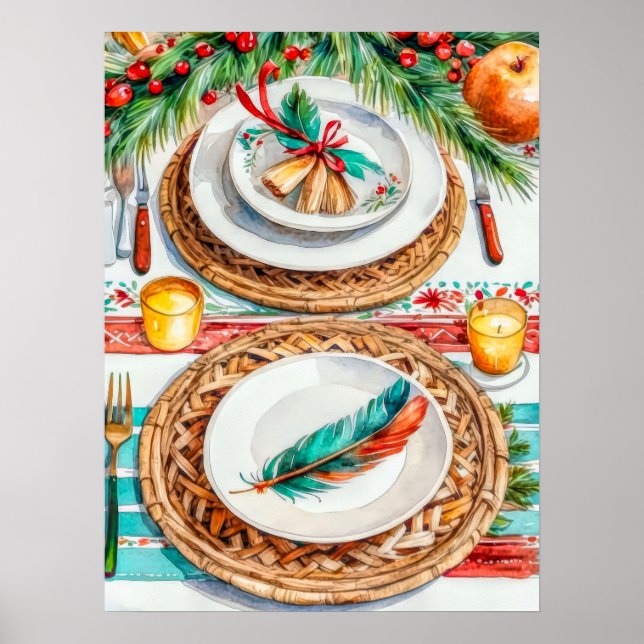 Poster Décor de Natal Elegante Inspirado em Boho (Frente)