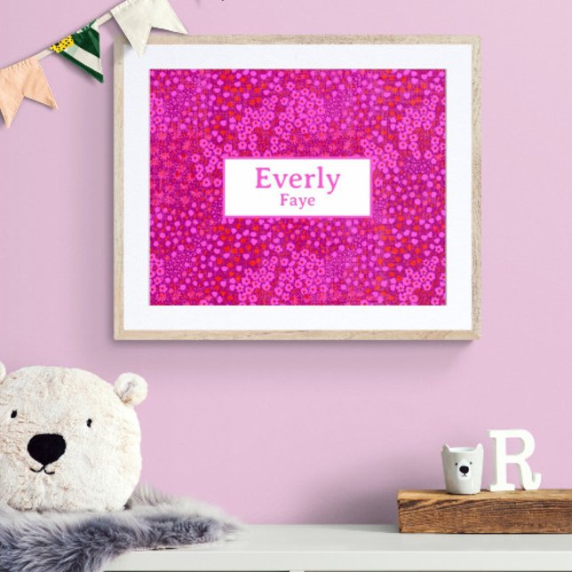 Poster Decor de Nursery de Nome Personalizado de Bebê Ros (Customize the name! Shown with white mat, wood frame. You will receive print or digital image only. )