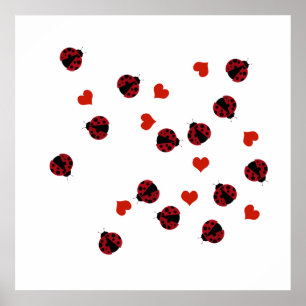 Poster decor de padrão de ladybugs