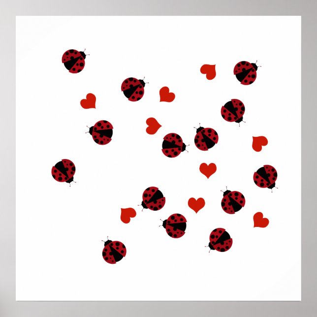 Poster decor de padrão de ladybugs (Frente)