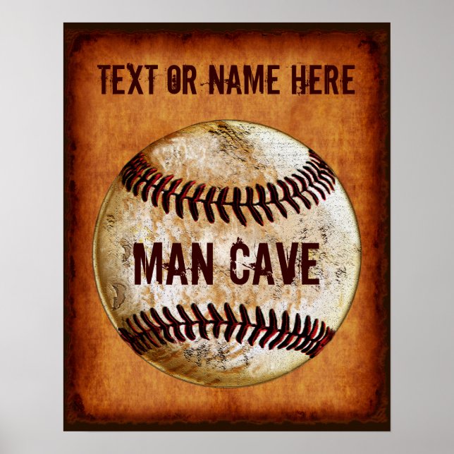 Pôster Decor de Parede de Caverna de Baseball Vintage PER (Frente)