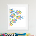 Poster Decor de Paredes Tropicais Aquarela Peixe Arte de<br><div class="desc">Perfeito para quartos, banheiros e áreas vivas na sua casa de praia costeira. Esta colorida arte de praia mostra uma réplica da minha mão original pintada de rainha tropical aquática e gatilho. Corresponde à minha coleção de decorações costeiras e é perfeita para a sua cabana de praia. Para ver mais...</div>