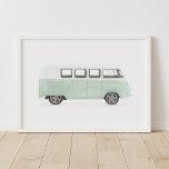 Poster Decor de Van Retro Van da Casa Verde<br><div class="desc">Este trabalho de arte de aquarela original foi feito com cuidado para uma parede da sua casa que precisa de um pouco de amor!</div>