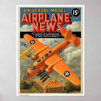 Poster DECOR: Ilustração de revista de AVIAÇÃO antiga