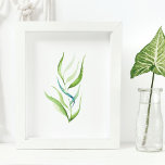 Poster Decor Mínimo de Parede da Planta de Aquarela Botân<br><div class="desc">Aperte sua decoração doméstica com esta arte botânica mínima em verde e branco. Foi criada usando minha arte original de aquarela. Encantadora quando emoldurada e pendurada em uma parede de galeria em seu escritório, sala de estar ou quarto. Vai perfeitamente com uma casa de praia ou um motivo de jardim....</div>