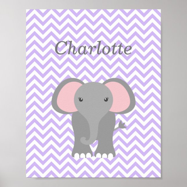 Poster Decor Personalizado de Enfermeiro do Elefante Purp (Frente)