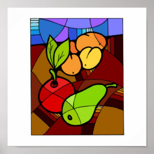 Pôster Decoração 15x15 da cozinha da fruta de Abstact