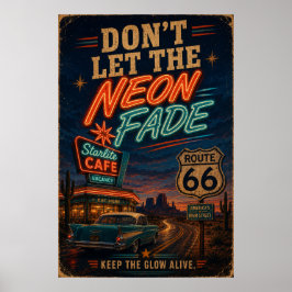 Poster decoração Americana de drive noturno no Café Neon 
