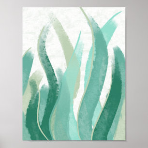 Poster Decoração aquosa da Grama Abstrato verde moderna