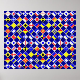 Pôster Decoração Checkered das bandeiras de sinal náut