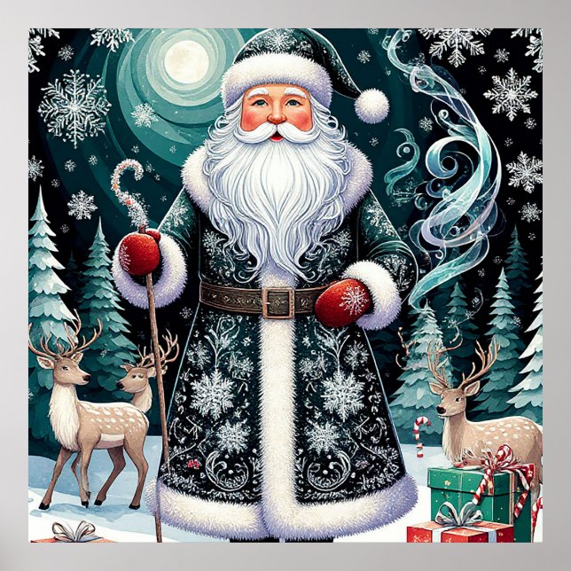 Poster Decoração Clássica de Natal de Papai Noel para a S (Frente)