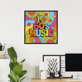Poster Decoração Clássica Retro Colorida Eu Amo Música do