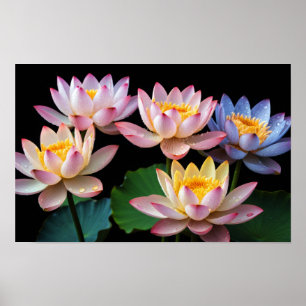Poster Decoração Colorida do Flor do Lotus Fechada