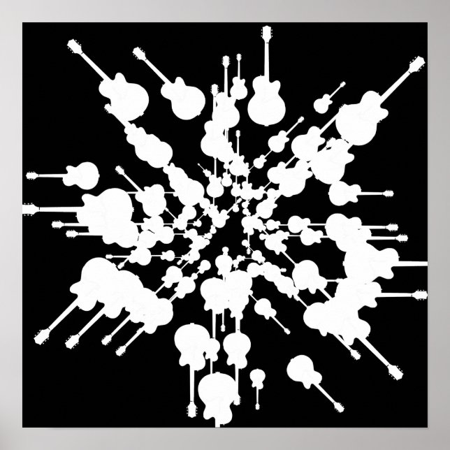 Pôster decoração com tema musical preto e branco (Frente)