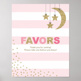 Poster decoração cor-de-rosa do chá de fraldas dourado fa