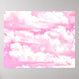 Poster Decoração cor-de-rosa feliz macia das nuvens