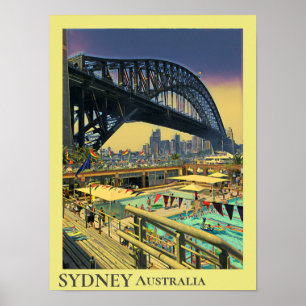 Poster Decoração da parede das viagens vintage da ponte