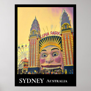 Poster Decoração da viagens vintage do funpark Sydney Lun