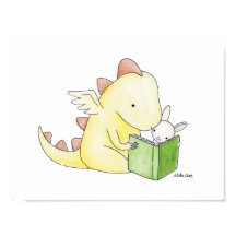 Decoração de Arte para Berçário Dragão e Coelho Le