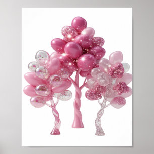 Poster Decoração de árvore de balão de prata na moda Arte