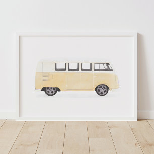 Poster Decoração de Berçário Amarelo Retro em Van