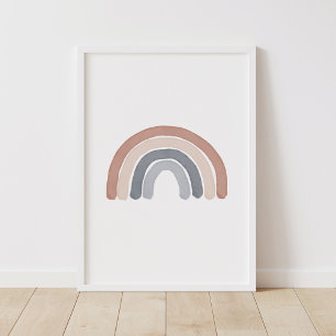 Poster Decoração de Berçário Arco-íris Aquarela Boho