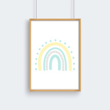 Decoração de berçário arco-íris neutro em amarelo