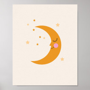 Poster Decoração de berçário da lua feliz