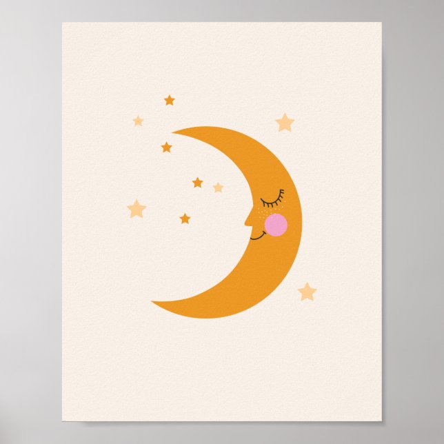 Poster Decoração de berçário da lua feliz (Frente)