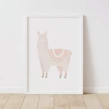 Decoração de Berçário de Menina Lhama Rosa Neutra