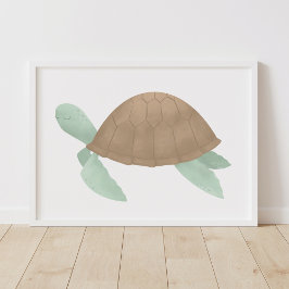Poster Decoração de Berçário de Praia com Aquarela de Tar