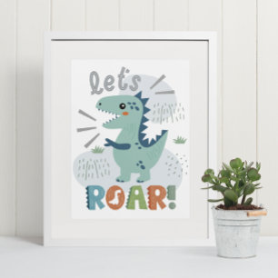 Poster Decoração de berçário de quarto de crianças T-Rex 