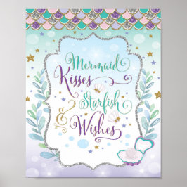 Poster Decoração de berçário de sereia Menina Arte de par
