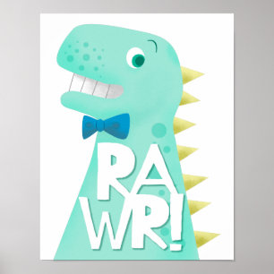 Poster Decoração de berçário infantil Dinosaur RAWR