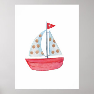 Poster Decoração de berçário náutico em aquarela oceano v