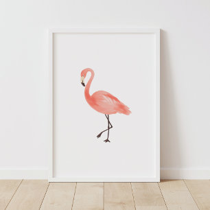 Poster Decoração de Berçário Tropical Flamingo Rosa