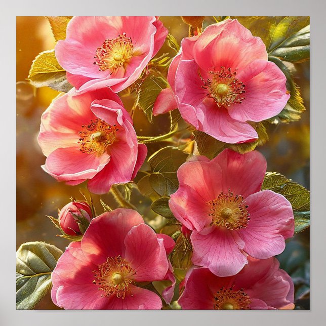 Poster Decoração de Casa Botânica Rosa para Quarto, Sala  (Frente)