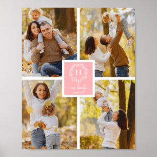 Poster Decoração de Casa Colagem de Fotos de Família Mono